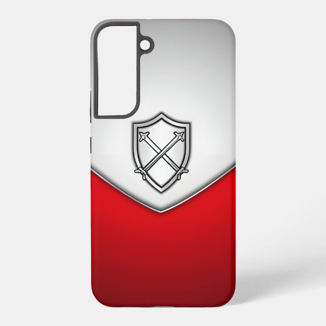 Shield with Crossed Swords Silver and Red Samsung Galaxy Case (Back)