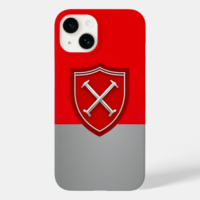 Shield with on Crimson and Silver Grey Backdrop Case-Mate iPhone Case (Back)