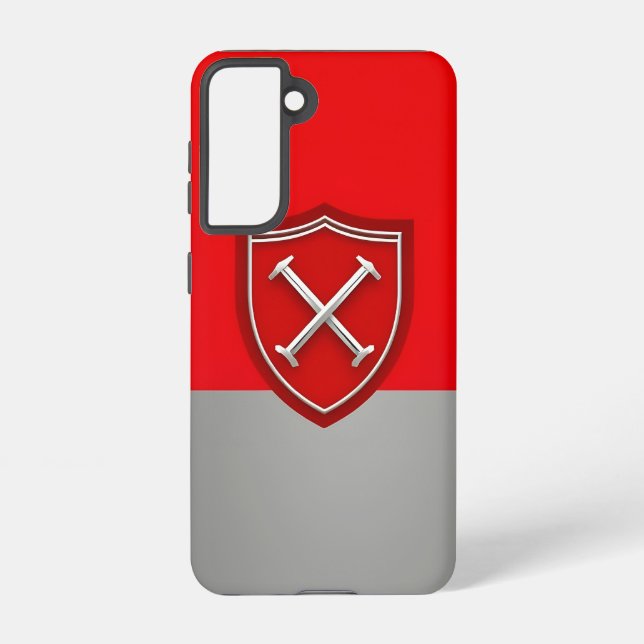 Shield with on Crimson and Silver Grey Backdrop Samsung Galaxy Case (Back)