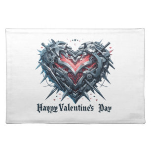 Shielded and caged valentines day heart cloth placemat