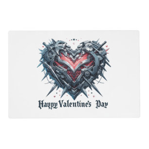 Shielded and caged valentines day heart placemat