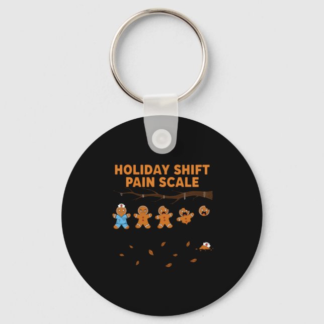 Shift Nurse Pain Scale Funny Gingerbread Rn Christ Keychain (Front)