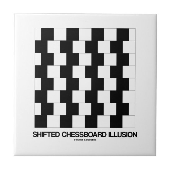 Shifted Chessboard Illusion (Optical Illusion) Ceramic Tile