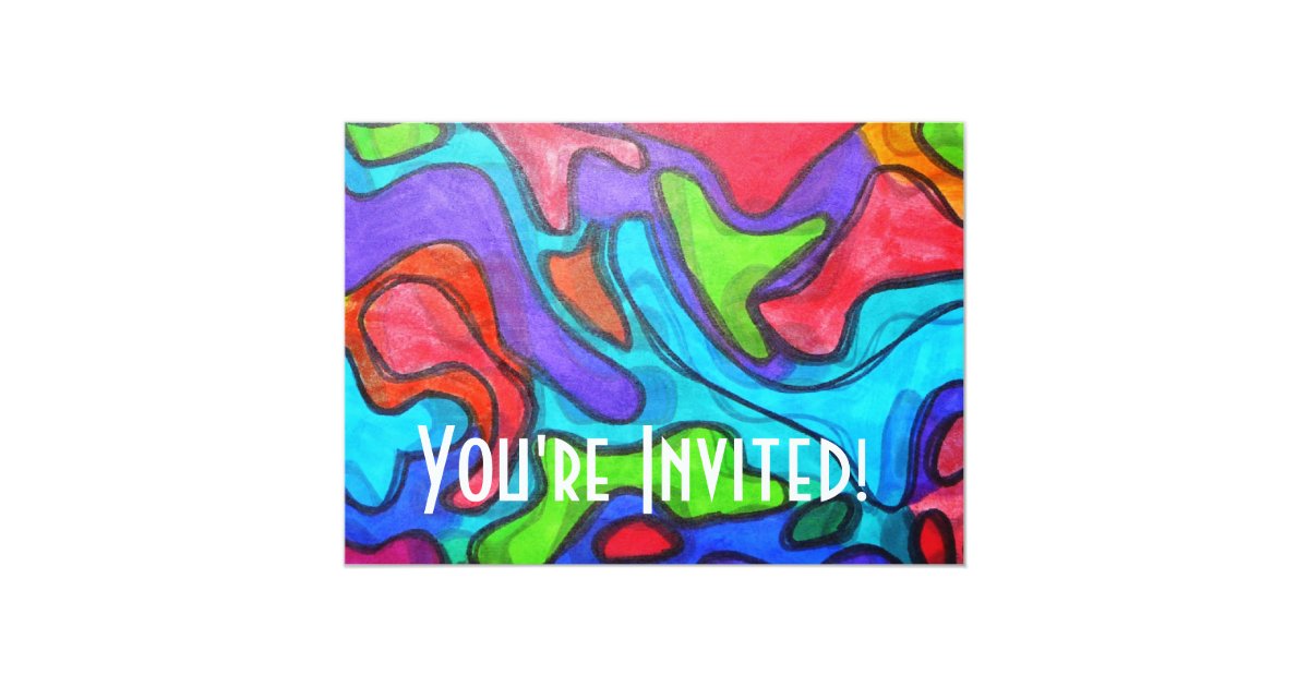 Shifted Squiggles Modern Abstract Art Invitation Zazzle Com