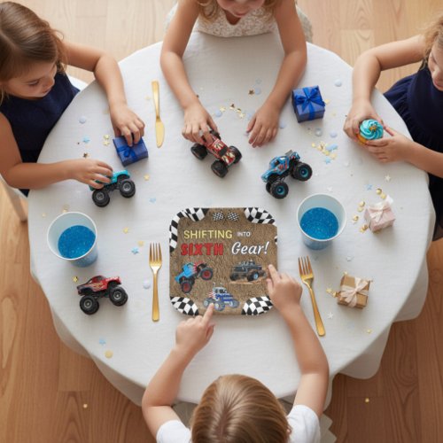 Shifting into Sixth Gear Monster Truck Birthday Paper Plates