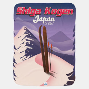 shiga kogen japan ski poster baby blanket