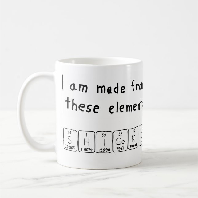 Shigeko periodic table name mug (Left)