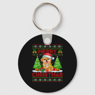 Shih O Ugly Christmas Sweaters Funny Pet Dog Light Keychain