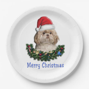 Shih-Tsu Dog Christmas items Paper Plates