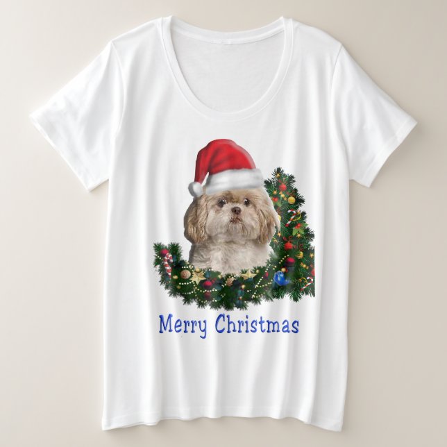 Shih-Tsu Dog  Christmas items Plus Size T-Shirt (Design Front)