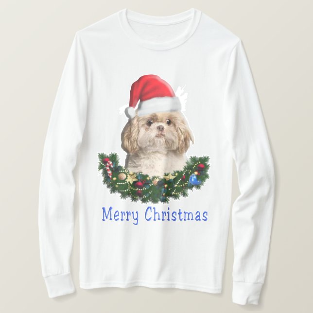 Shih-Tsu Dog  Christmas items T-Shirt (Design Front)