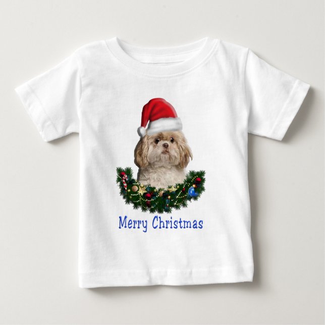 Shih-Tsu Dog  Christmas T-Shirt (Front)