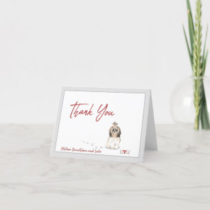 Shih Tsu Dog Personalized Bone Ribbon Letterpress Thank You Card
