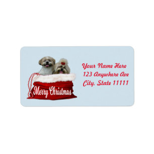Shih tzu Address Label, Christmas Label