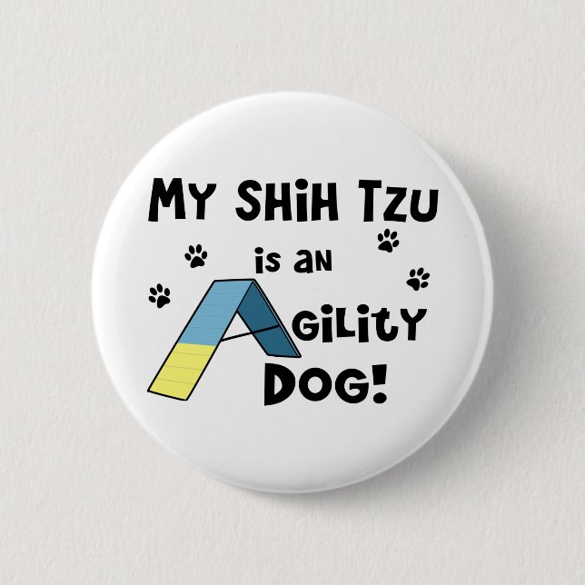 Shih Tzu Agility Dog Button (Front)