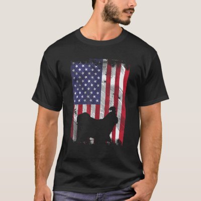 Shih Tzu America Flag Vintage Patriotic Dog Lover  T-Shirt