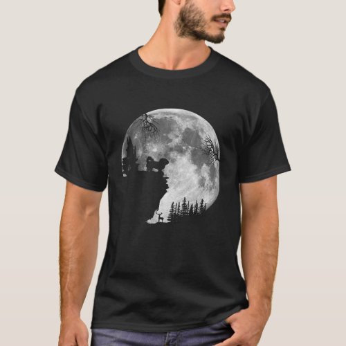 Shih Tzu And Moon Howl In Forest Halloween Dog Lov T_Shirt