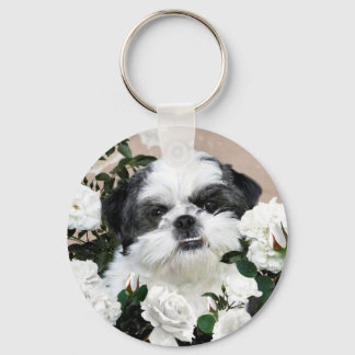 Shih Tzu and roses Keychain