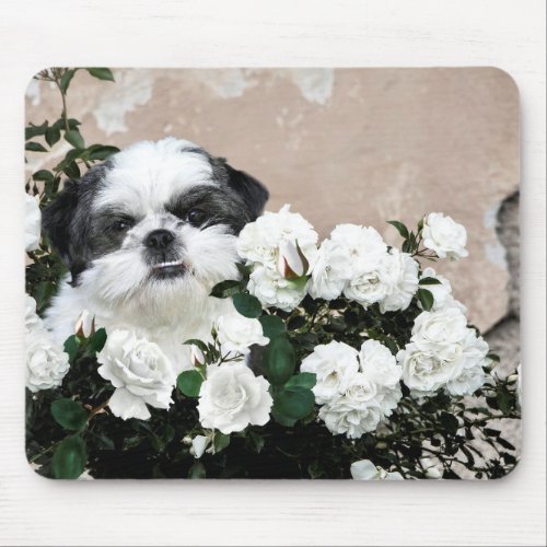 Shih Tzu and roses Mouse Pad