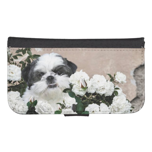 Shih Tzu and Roses Samsung Galaxy Wallet Case (Front (Horizontal))