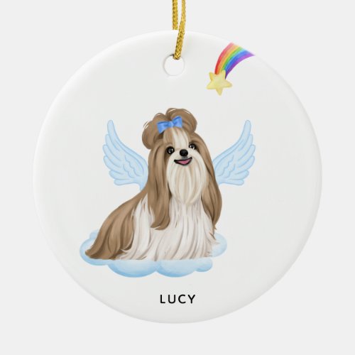 Shih Tzu Angel Personalized Dog Pet Memorial Ceramic Ornament