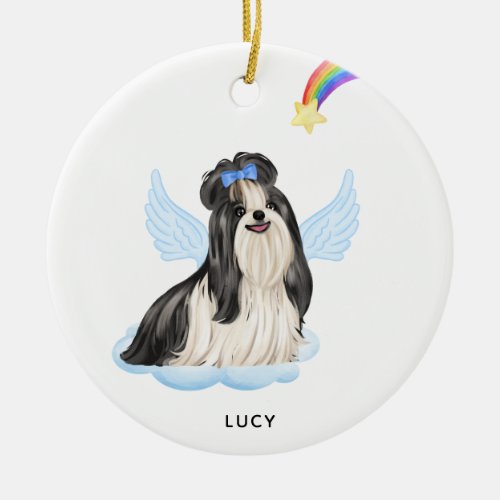 Shih Tzu Angel Personalized Pet Dog Memorial Ceramic Ornament