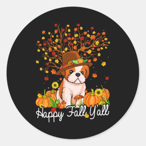 Shih Tzu Autumn Pumpkins Happy Fall Yall  Classic Round Sticker