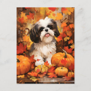 Shih Tzu Autumn Thanksgiving  Postcard