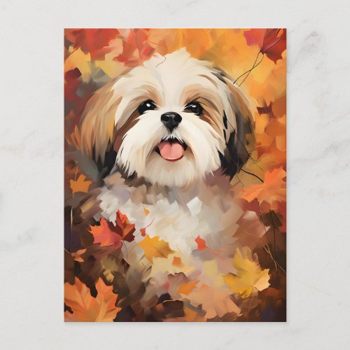 Shih Tzu Autumn Thanksgiving  Postcard