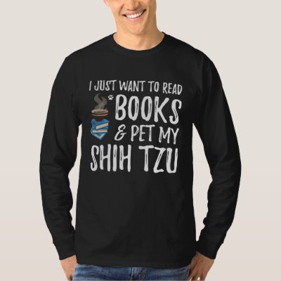 Shih Tzu Avid Book Reader  Dog Mom T-Shirt