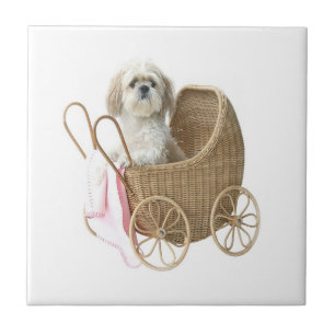 Shih Tzu baby carriage Ceramic Tile
