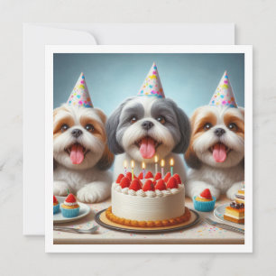 Shih Tzu birthday card, Shih Tzu dog Invitation