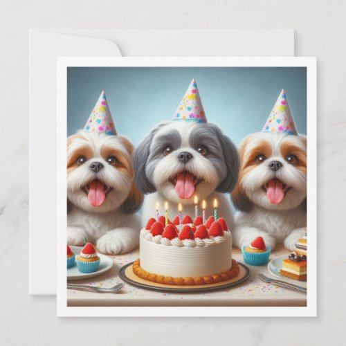 Shih Tzu birthday card Shih Tzu dog  Invitation