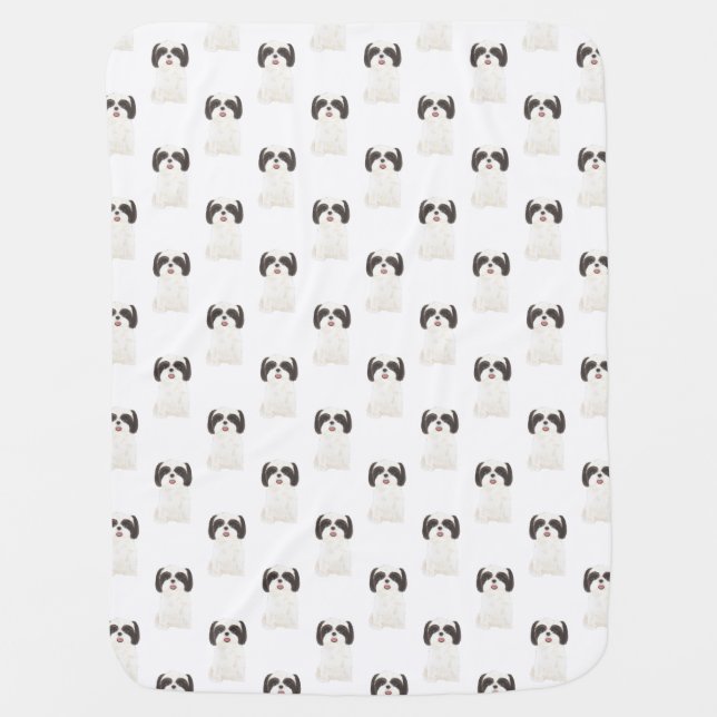 Shih Tzu (Black & White) Baby Blanket (Front)