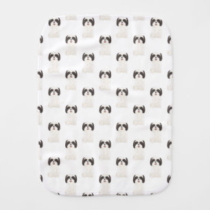 Shih Tzu (Black & White) Baby Burp Cloth