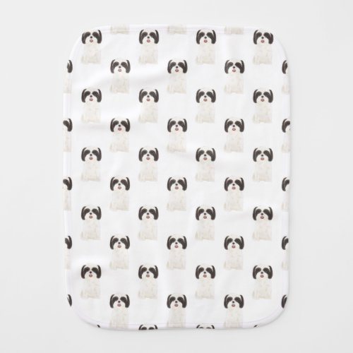 Shih Tzu Black  White Baby Burp Cloth