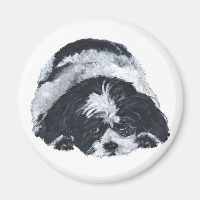 Shih Tzu Black & White Magnet (Front)