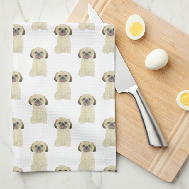 Shih Tzu (Blonde Tan Golden) Kitchen Towel (Quarter Fold)
