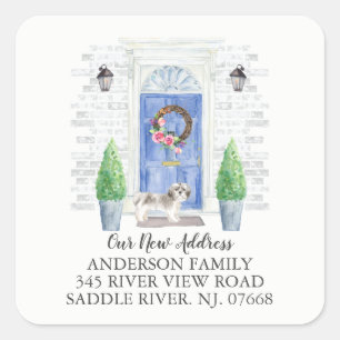 Shih tzu Blue Door New Address Label Sticker