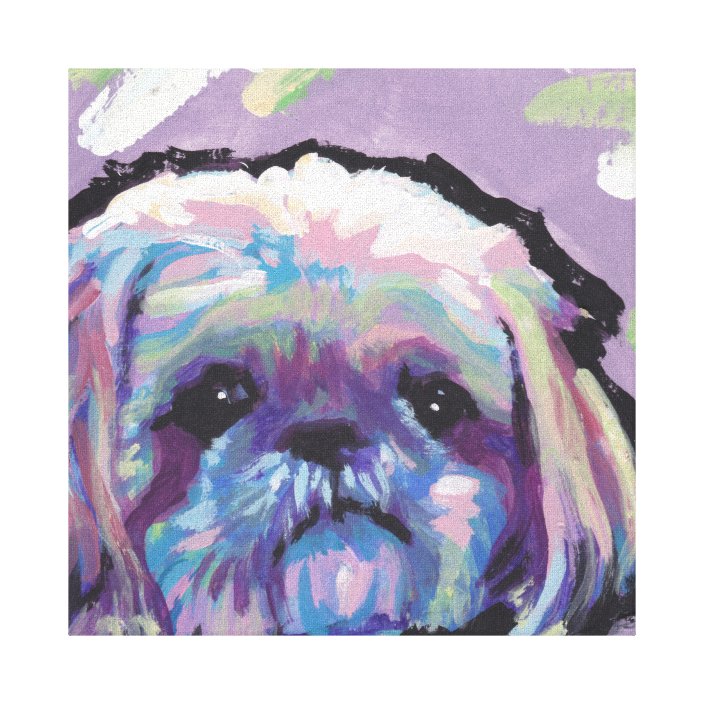 Shih Tzu Bright Colorful Pop Dog Art Canvas Print Zazzle Com