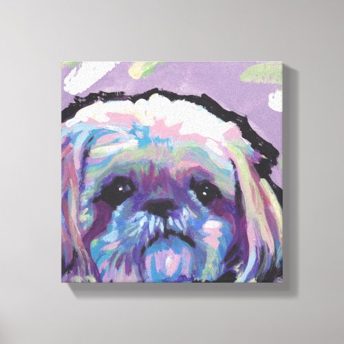 Shih Tzu Bright Colorful Pop Dog Art Canvas Print