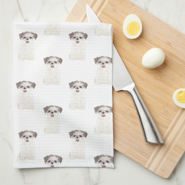 Shih Tzu (Brown & White) Kitchen Towel (Quarter Fold)