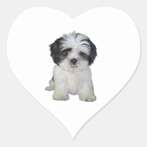 Shih Tzu bw _ Puppy Heart Sticker