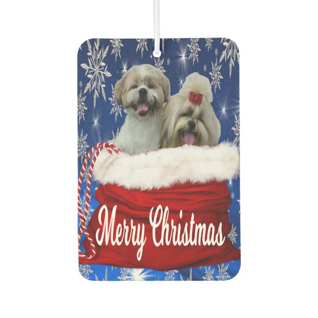Shih tzu Car Air Freshener/Add Your Dog's Picture Freshener (Front)