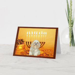 Shih Tzu Chanukah Card Menorah