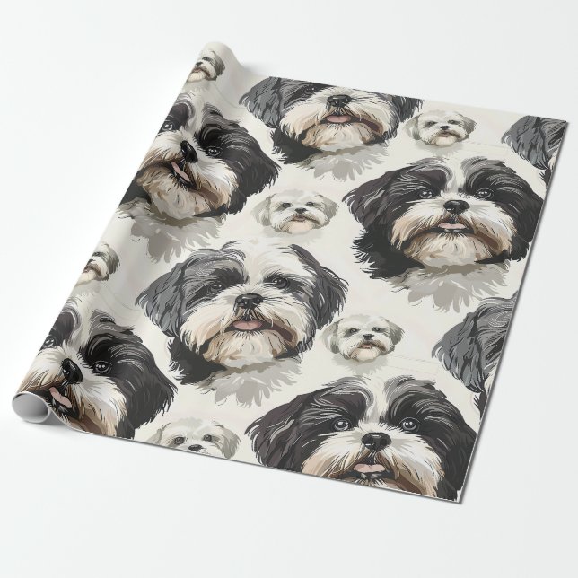 Shih Tzu Charm Wrapping Paper (Unrolled)