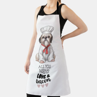 Shih Tzu Chef Love & Bacon Apron