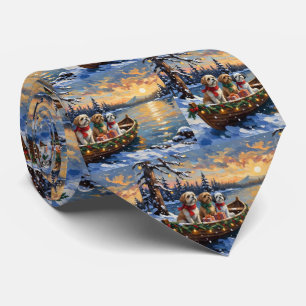 Shih Tzu Christmas Boat Holiday Neck Tie