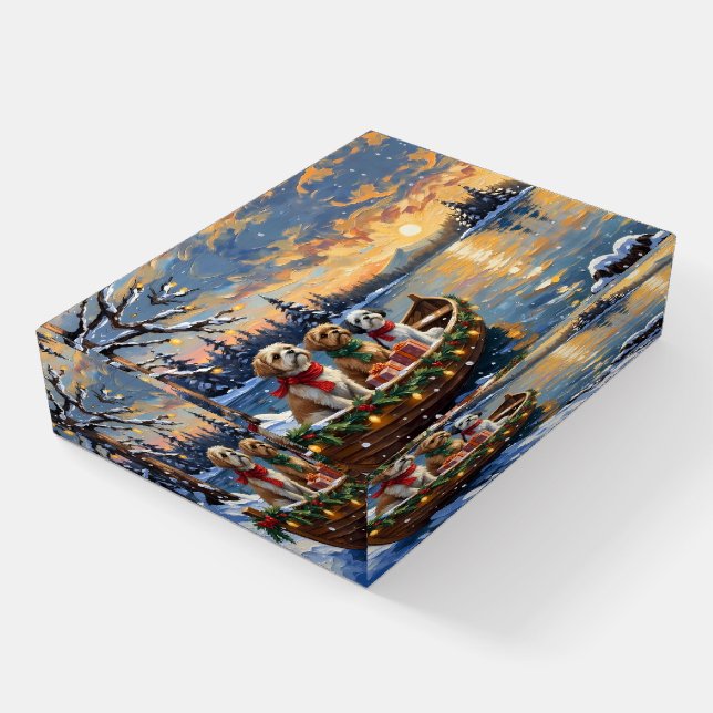 Shih Tzu Christmas Boat Holiday Paperweight (Angled)