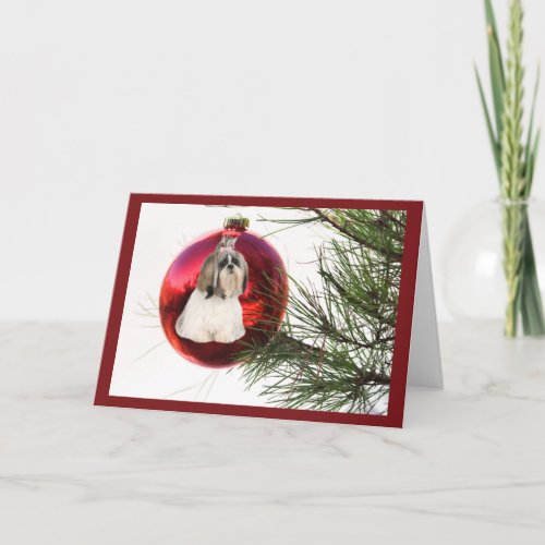 Shih Tzu Christmas Card Ornament